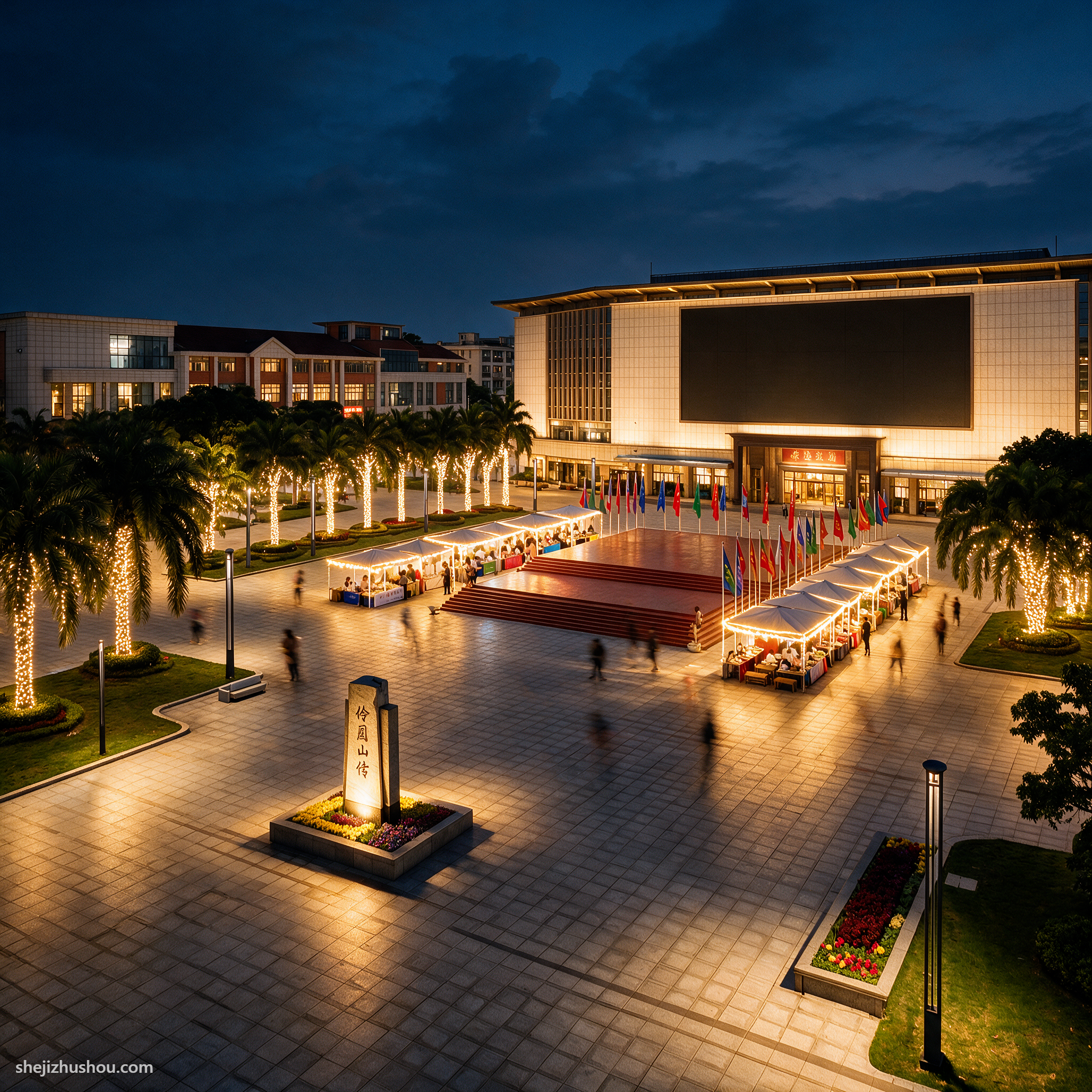 商业活动夜景亮化案例 - AI夜景亮化效果图