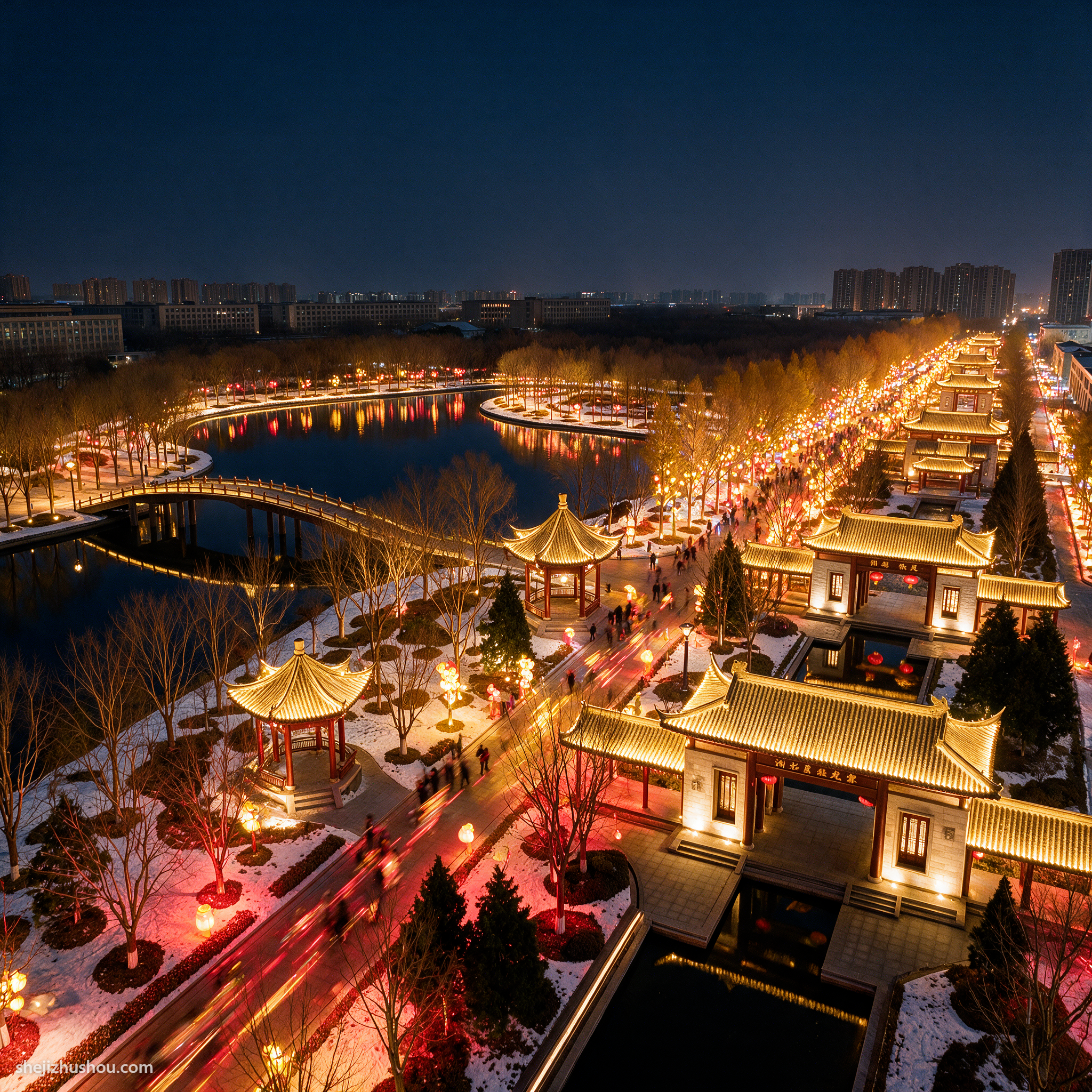 主题灯会夜景亮化案例 - AI夜景亮化效果图